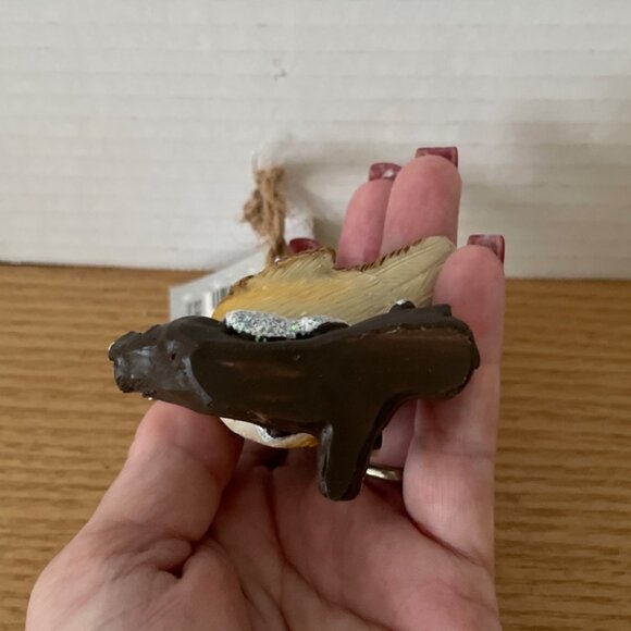 Glittery Chickadee Bird on Branch Christmas Ornament Santa Hat Heartland Holiday - Picture 6 of 9